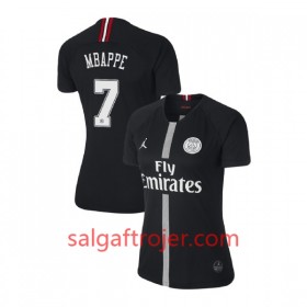 Paris Saint-Germain Fodboldtrøjer Mbappe 7 Jodan Sort Dame 3. sæt 2018/19 Kort ærmer